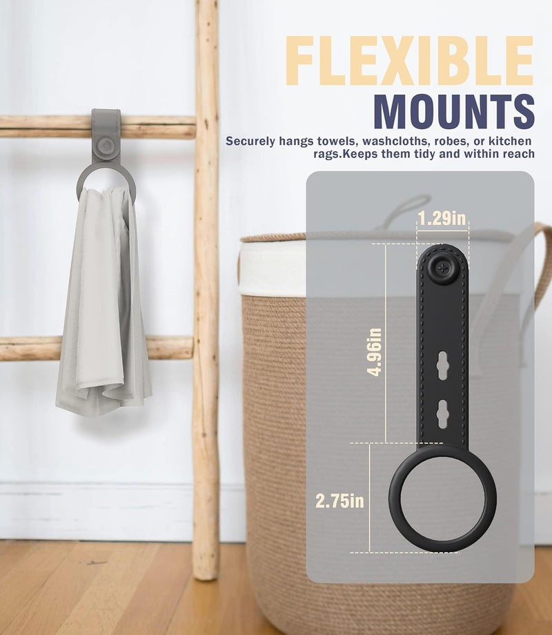 Neepanda Kitchen Towel Holder, Silicone Hand Towel Holder for Kitchen & Bathroom, Adjustable Towel Hanger Compatible for Oven Door, Cabinet Handles, Bathroom Rods (Black, White & Grey, 3 Pack) - Image 2